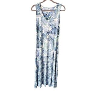Soft Surroundings Dress Women's Small Castel Jersey Knit Maxi Watercolor Coastal